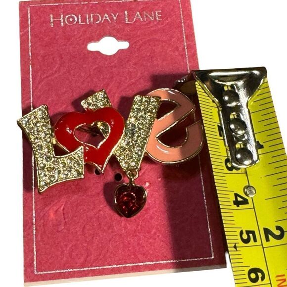 Holiday Lane Gold-Tone Crystal Heart Love Pin - Picture 4 of 4